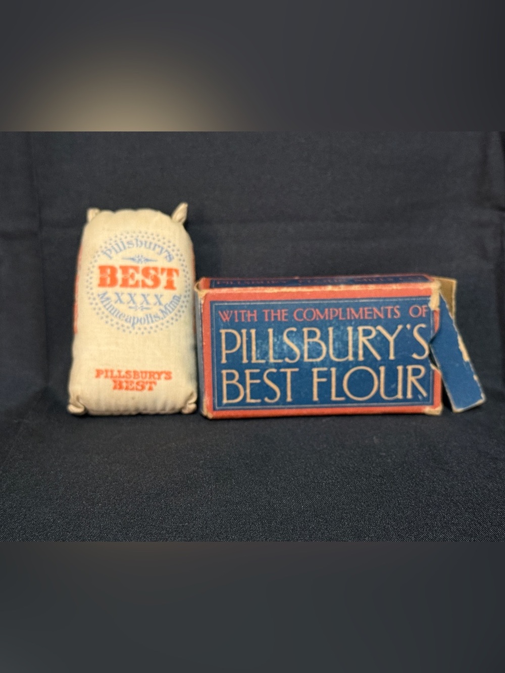 Pillsbury's Best Flour Decorative Vintage Sack and Box - Blue & Cream
